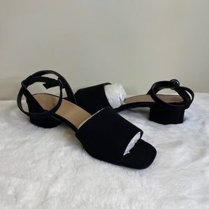 SALE! Le Chateau Black Suede Peep Toe Heels